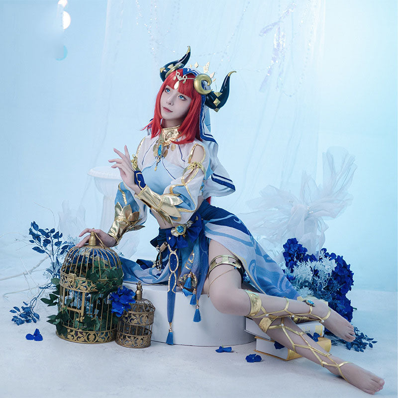 Genshin Impact Nilu Cos Dressed in Lotus Light, Dancing Feast, Xu Mi, Dancer, Exotic Style, Full Cosplay Costume, Female