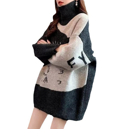 High neck sweater retro fashion pullover top - 2bazar4