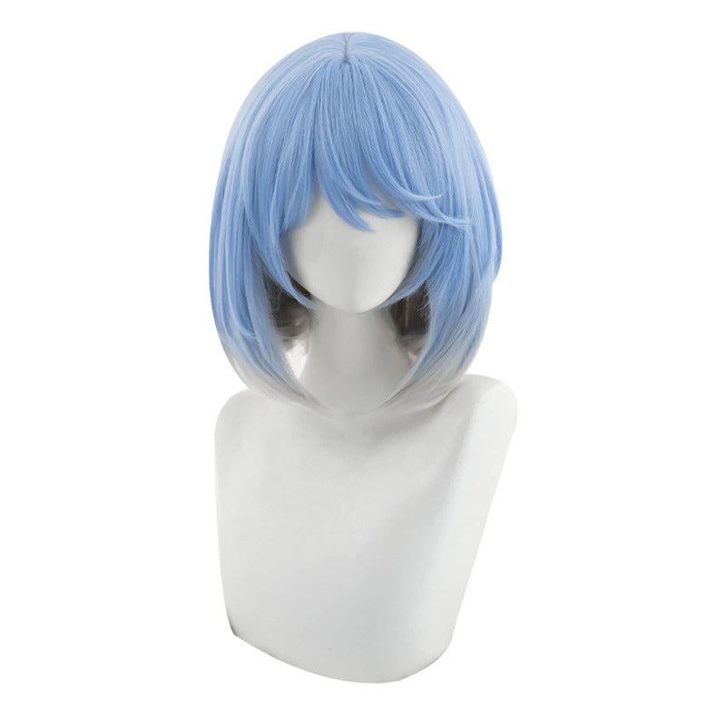 League of Legends cosplay wig, blue and white porcelain, Erelia knife girl cosplay, fake hair, short hair style eprolo