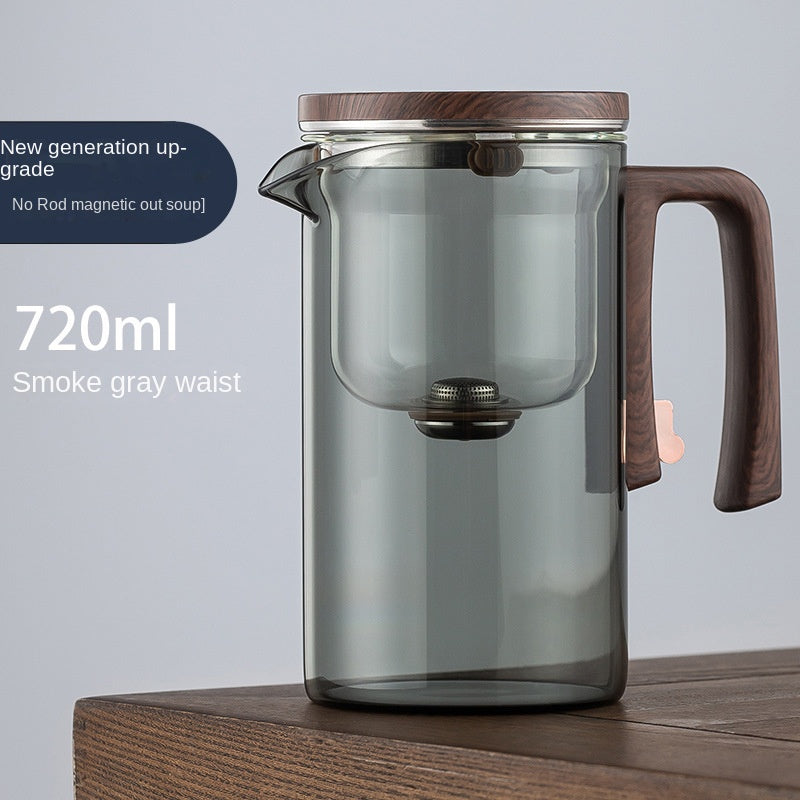 Waist new rodless elegant cup, one click magnetic suction filter glass tea pot, automatic tea separation tea cup
