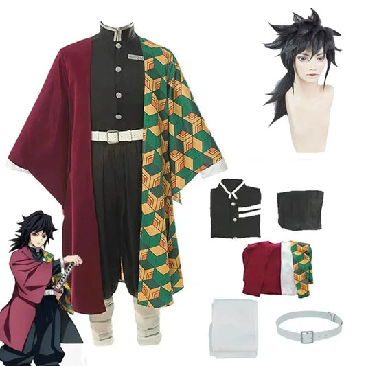 Anime Kimetsu No Yaiba Tomioka Giyuu Cosplay Costume Accessories Suit Uniforms Costumes Wig Child Adult Party Gift