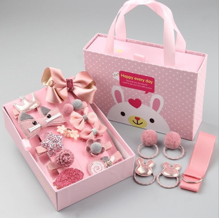 18 Piece Handheld Gift Box Headwear Children's Hair Clips Crown PrinceHair Clips Crown Princess Hair Accessories Cute Bow Knot Hair Loop Headrope