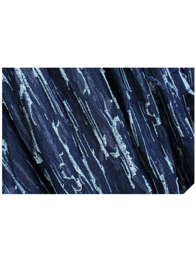 Color Contrast Denim Skirt Autumn High Waist Thin And Loose Personality Irregular Design Medium Length Skirt - 2bazar4