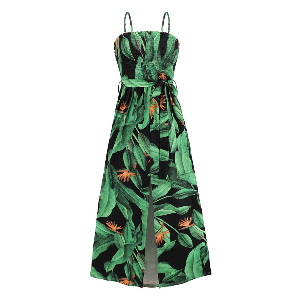 Spring/Summer New High Waist Split Dress Bohemia Backless Sling Long Dress for Women - 2bazar4