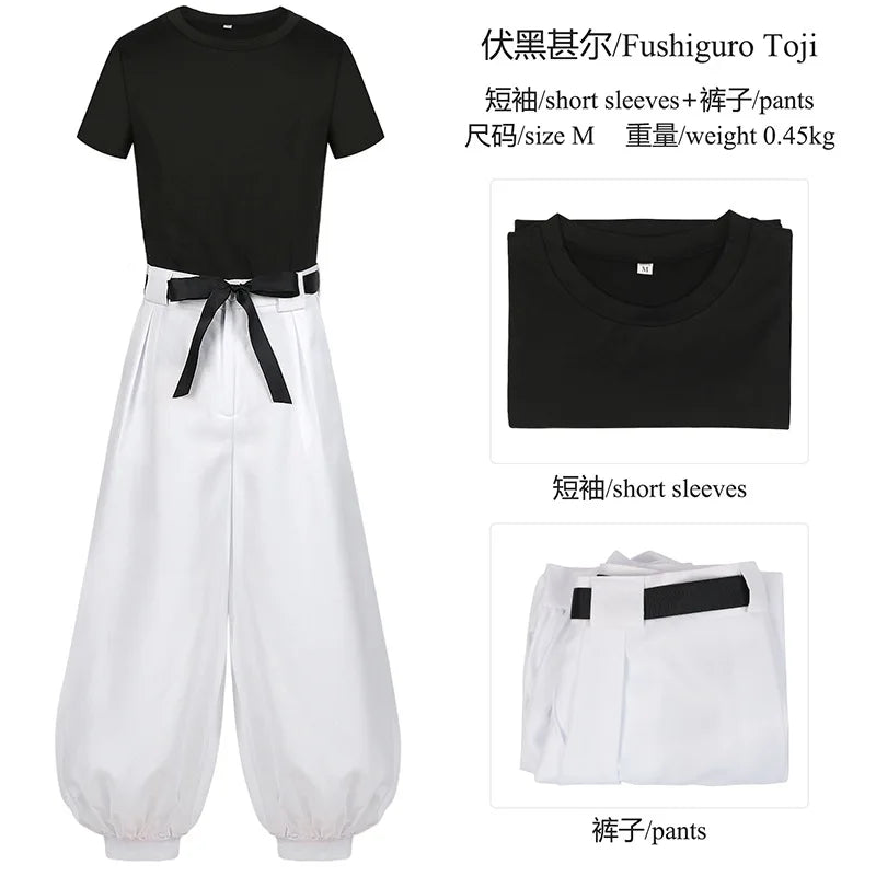 Jujutsu JJK Manga Anime Fushiguro Toji Satoru Gojo Cosplay Costume Wig T-shirt Pants Rose Net Halloween Christmas eprolo
