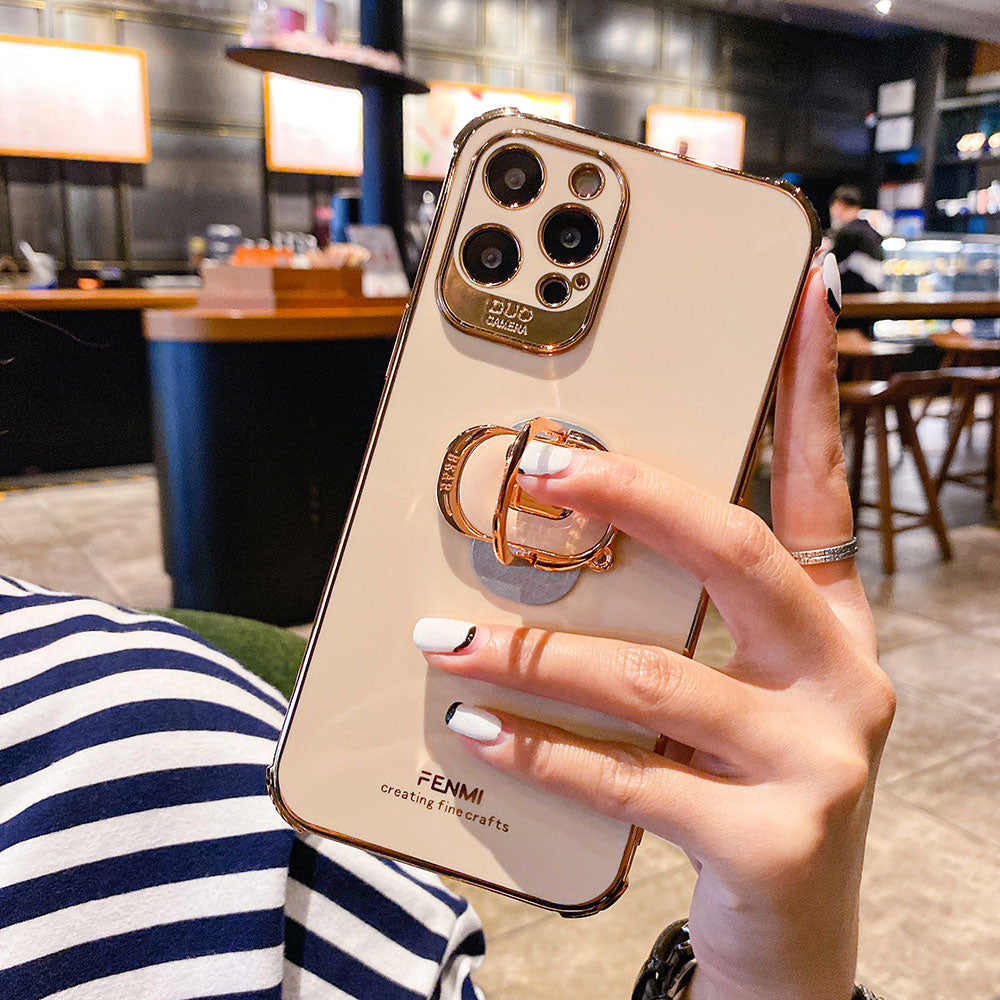 Boucho Luxury electroplating phone case for iphone 12 Pro MAX 11 Pro XS XR X SE 6 6s 7 8 plus 12Mini Phone Holder Ring Grip Case - 2bazar4