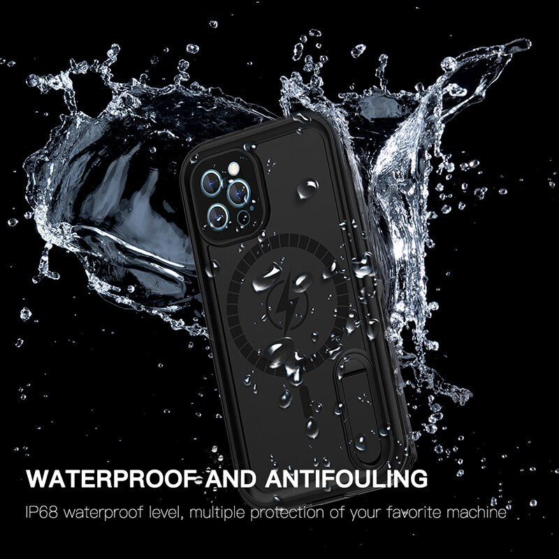 IP68 Real Waterproof Phone Case For iPhone 12 Pro Max 12 Mini 12 Pro Underwater Diving Water Proof Hide Bracket Phone Covers - 2bazar4