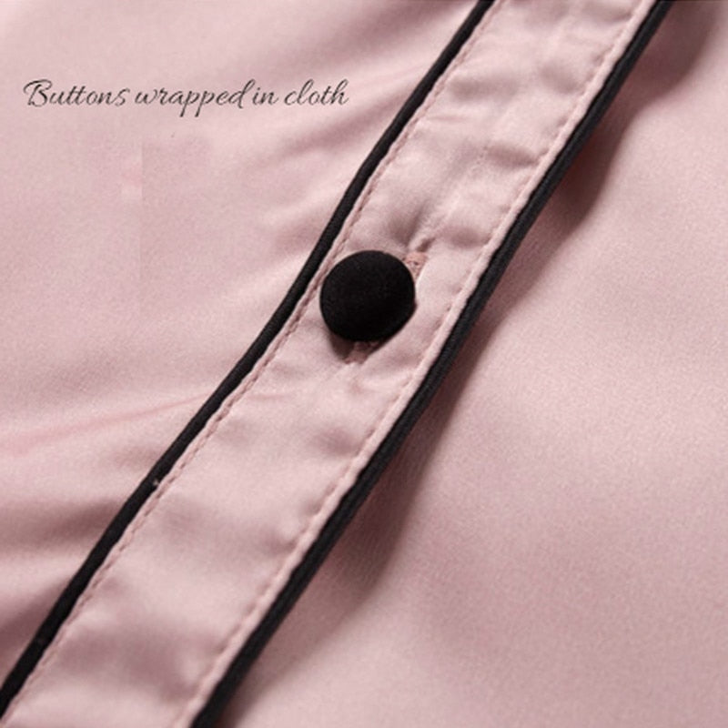 Silk Pajamas for Women Home Suit Heart Embroidered Pyjamas Pj Set Satin Nightwear Sleepwear Pijama Verano Mujer - 2bazar4