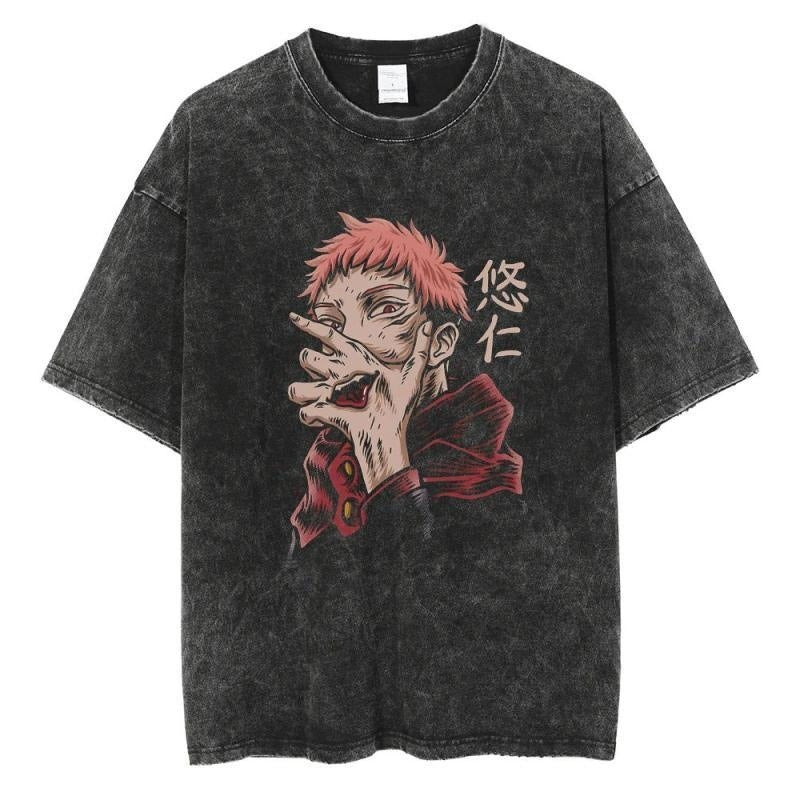 Printed T-shirt Retro Hiphop Anime Character Satoru Gojo T-shirt Loose Cotton Summer eprolo