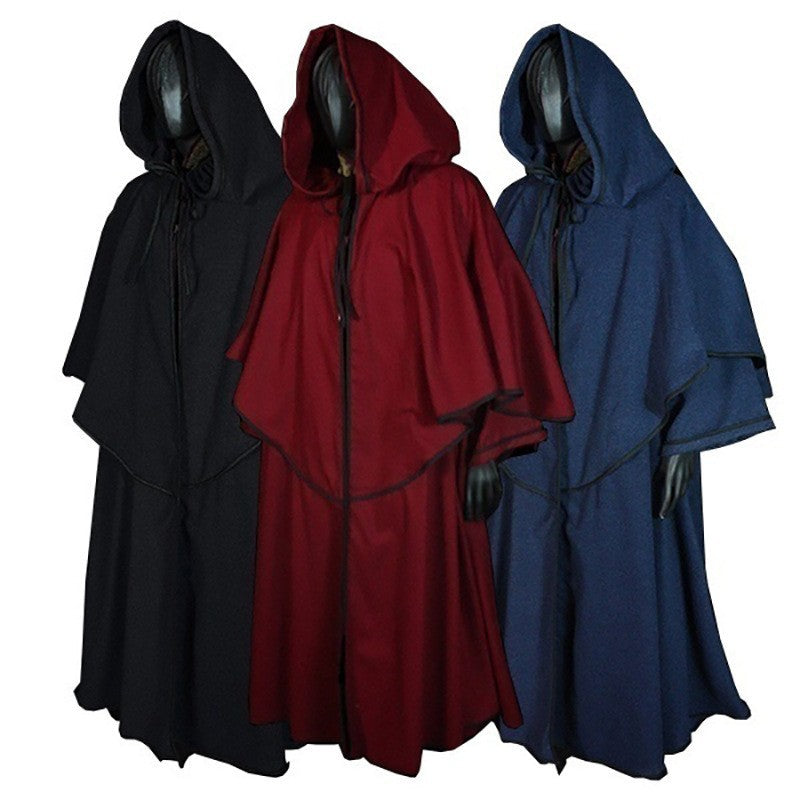 Medieval 5-color cloak hooded cloak monk robe cloak long sleeved wizard guide cloak cosplay - 2bazar4
