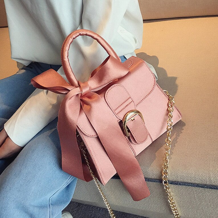 Top-handle bags women handbag chain bags new fashion European style velvet wild bow portable crossbody bags for women - 2bazar4