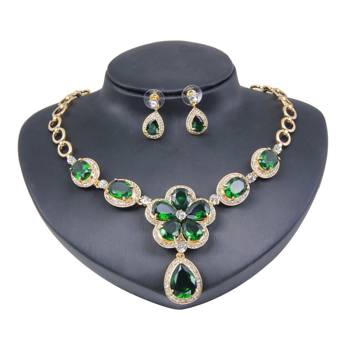 Plum Flower Pendant Necklace Earrings Jewelry Set - 2bazar4