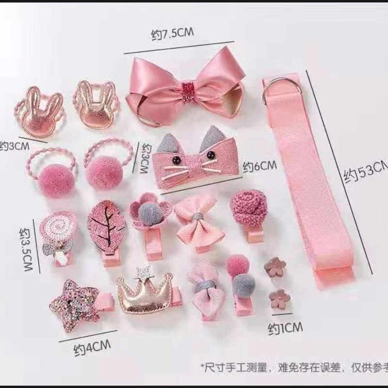 18 Piece Handheld Gift Box Headwear Children's Hair Clips Crown PrinceHair Clips Crown Princess Hair Accessories Cute Bow Knot Hair Loop Headrope