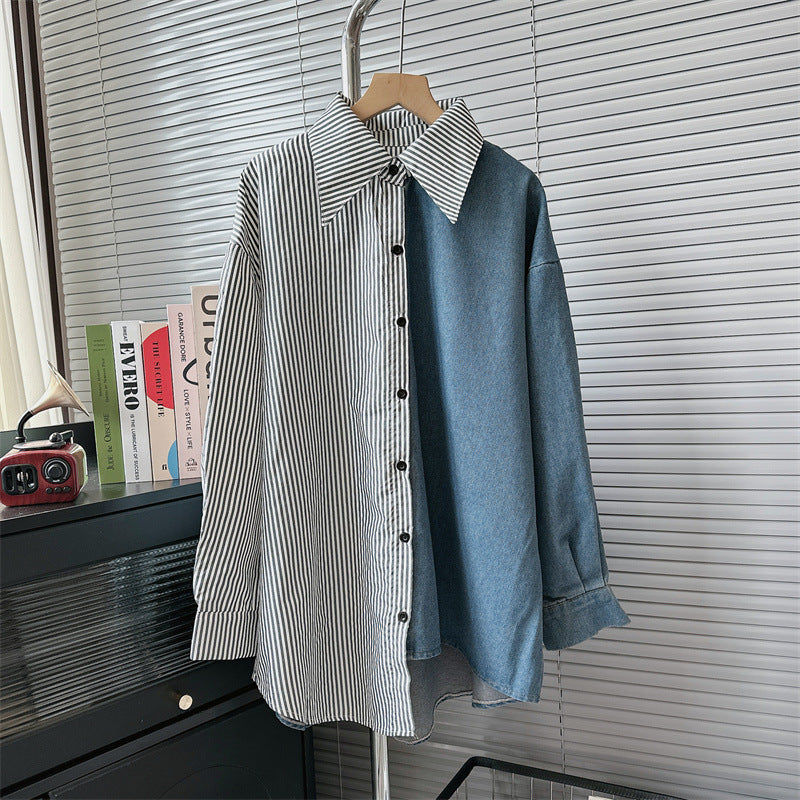 Design inspired knitted sweater vest set, women's loose Korean denim shirt fashion two-piece set - 2bazar4