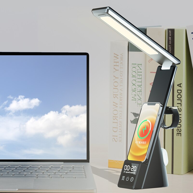 Newest Multi-Function Table Lamp Clock Convenient Three In One Fast Charger For Mobile Phone Watch Headset Wireless Charging - 2bazar4