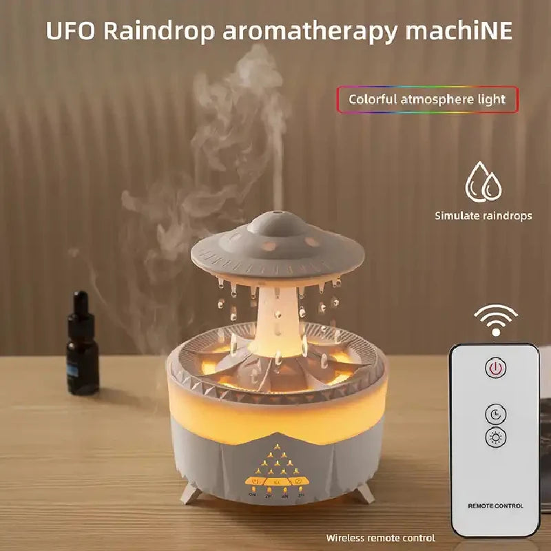 Rain Drop Air Humidifier Essential Oil Diffuser 350ml 7 Colors LED Lamp Ultrasonic Remote Control USB Rain Cloud Aroma Diffuser - 2bazar4