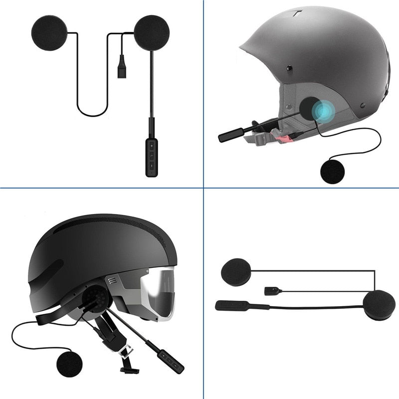 MH01 Motor Wireless Bluetooth Headset Motorcycle Helmet Earphone Headphone Dual Stereo Speaker Handsfree Music For MP3 MP4 phone - 2bazar4