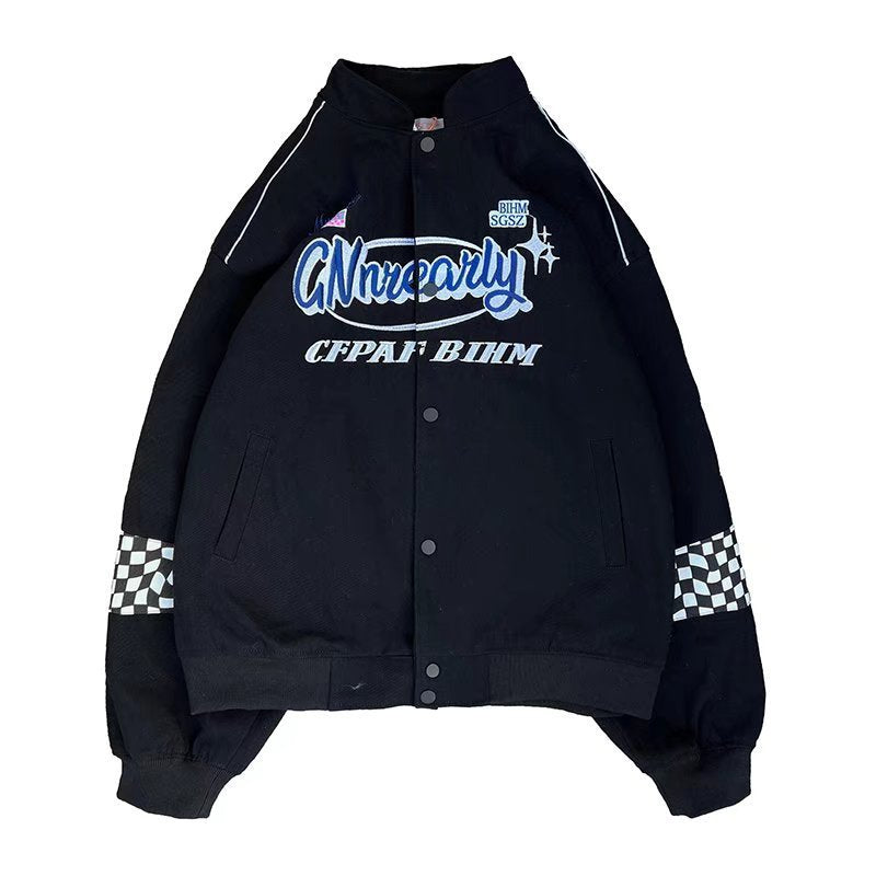 Spring and Autumn New Original American Retro Logo Embroidered Racing Baseball Jacket Men's Trendy Brand Handsome Couple Jacket - 2bazar4