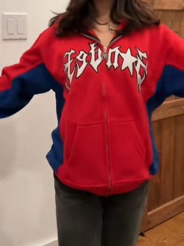 Spider letter hip-hop street zipper hoodie sports hooded couple shirt - 2bazar4