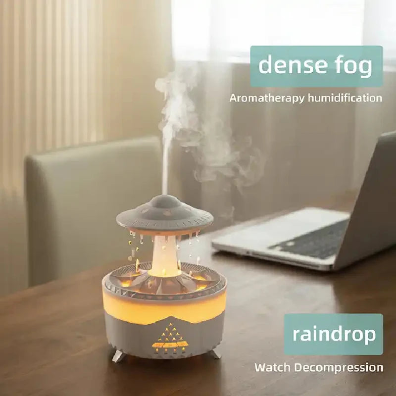 Rain Drop Air Humidifier Essential Oil Diffuser 350ml 7 Colors LED Lamp Ultrasonic Remote Control USB Rain Cloud Aroma Diffuser - 2bazar4