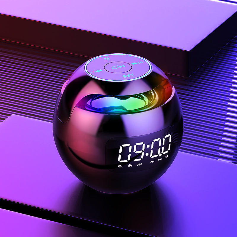 Clock Colorful Bluetooth Speaker Mini Portable Home Ball Plug in Card Small Steel Gun Computer Audio - 2bazar4
