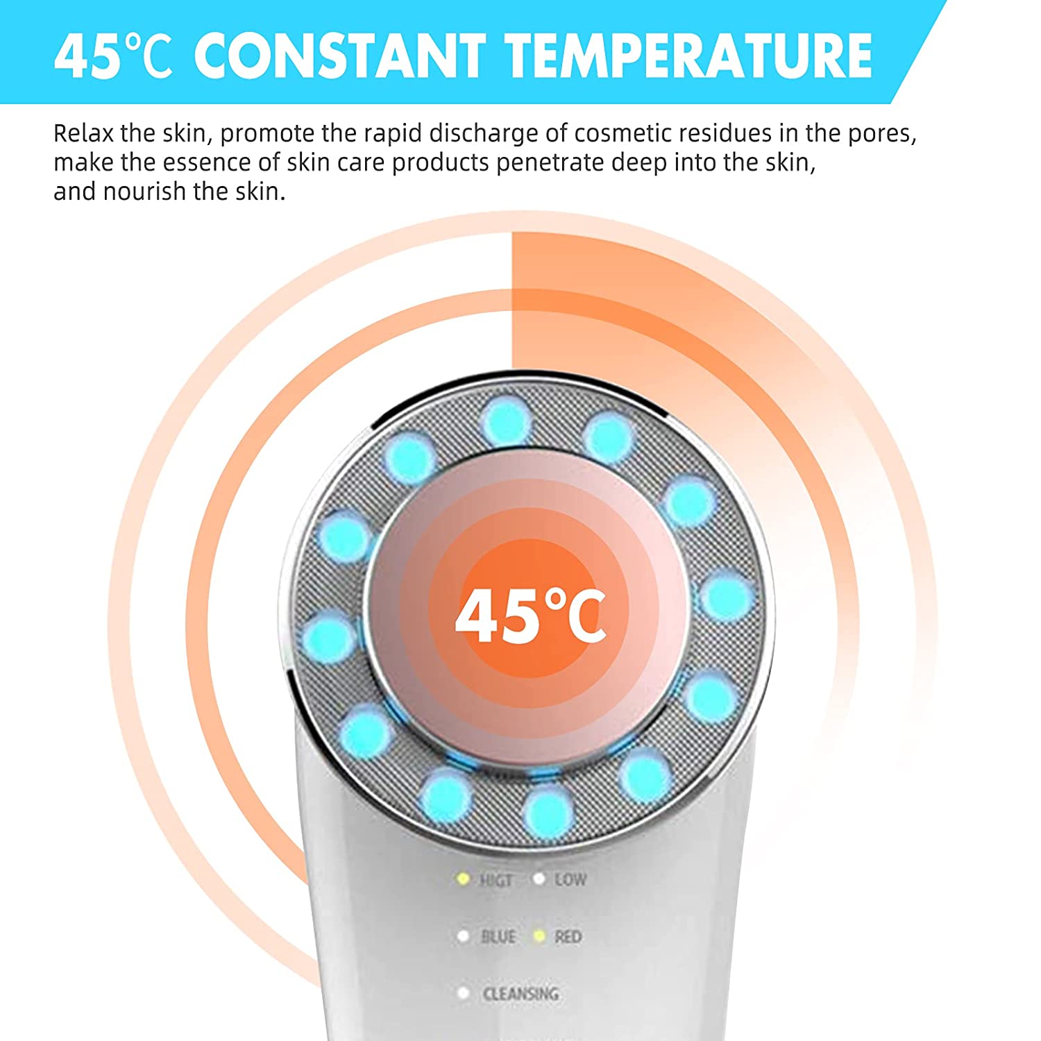 7 in 1 Home Iontophoresis Electric Facial Cleanser Warm Facial Mask Essence Import IP Light Rejuvenation Apparatus Beauty Apparatus - 2bazar4