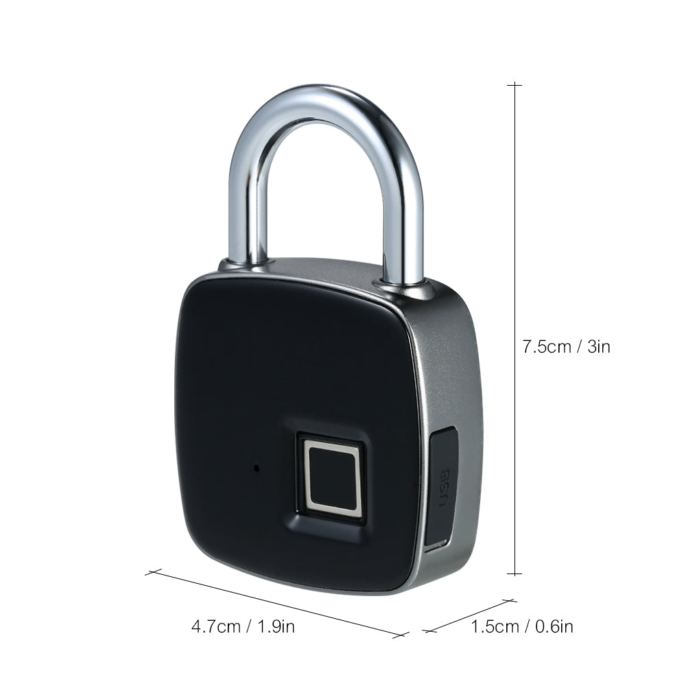 USB Rechargeable Smart Keyless Fingerprint Lock IP65 Waterproof Anti-Theft Security Padlock Door Luggage Case Lock - 2bazar4