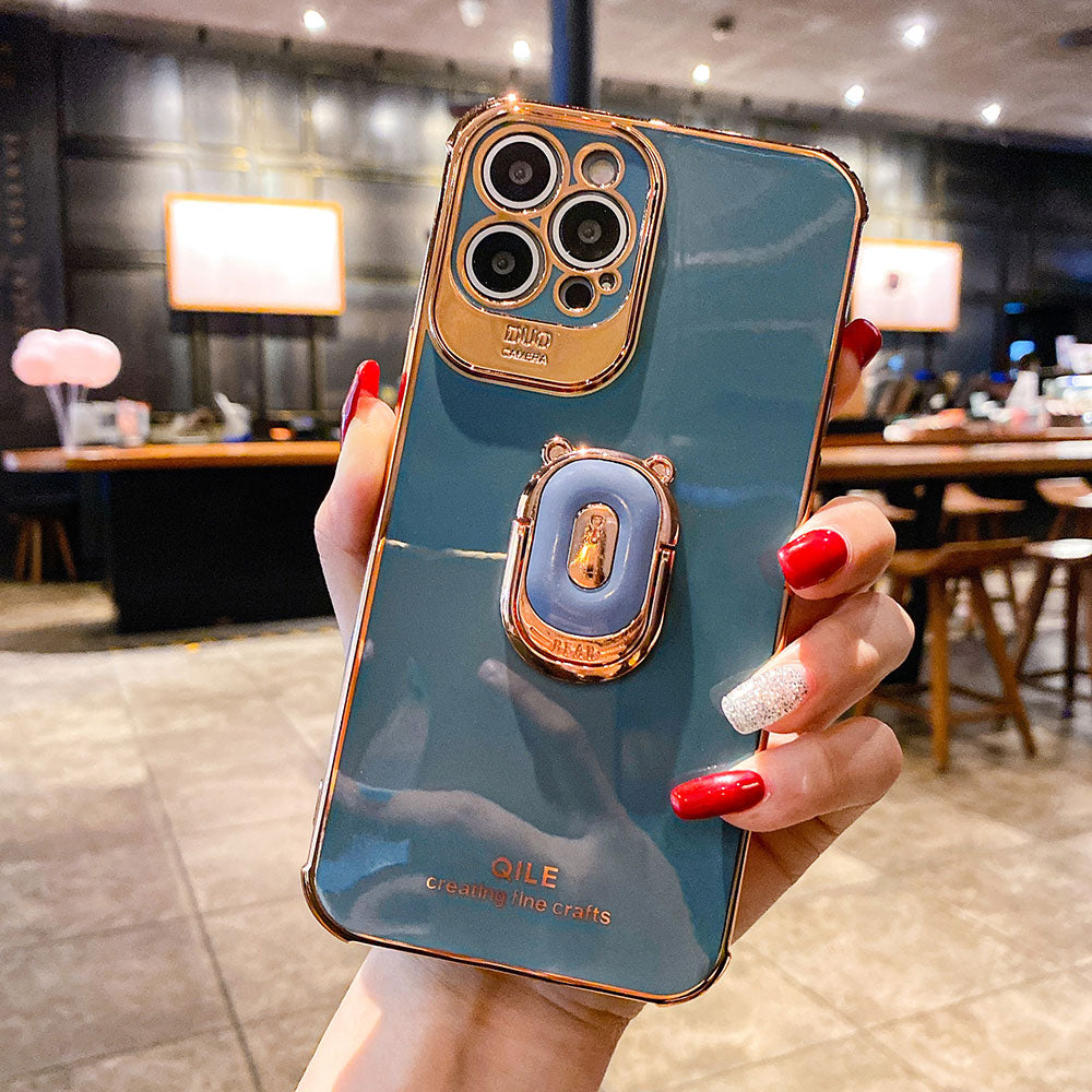 Boucho Luxury electroplating phone case for iphone 12 Pro MAX 11 Pro XS XR X SE 6 6s 7 8 plus 12Mini Phone Holder Ring Grip Case - 2bazar4