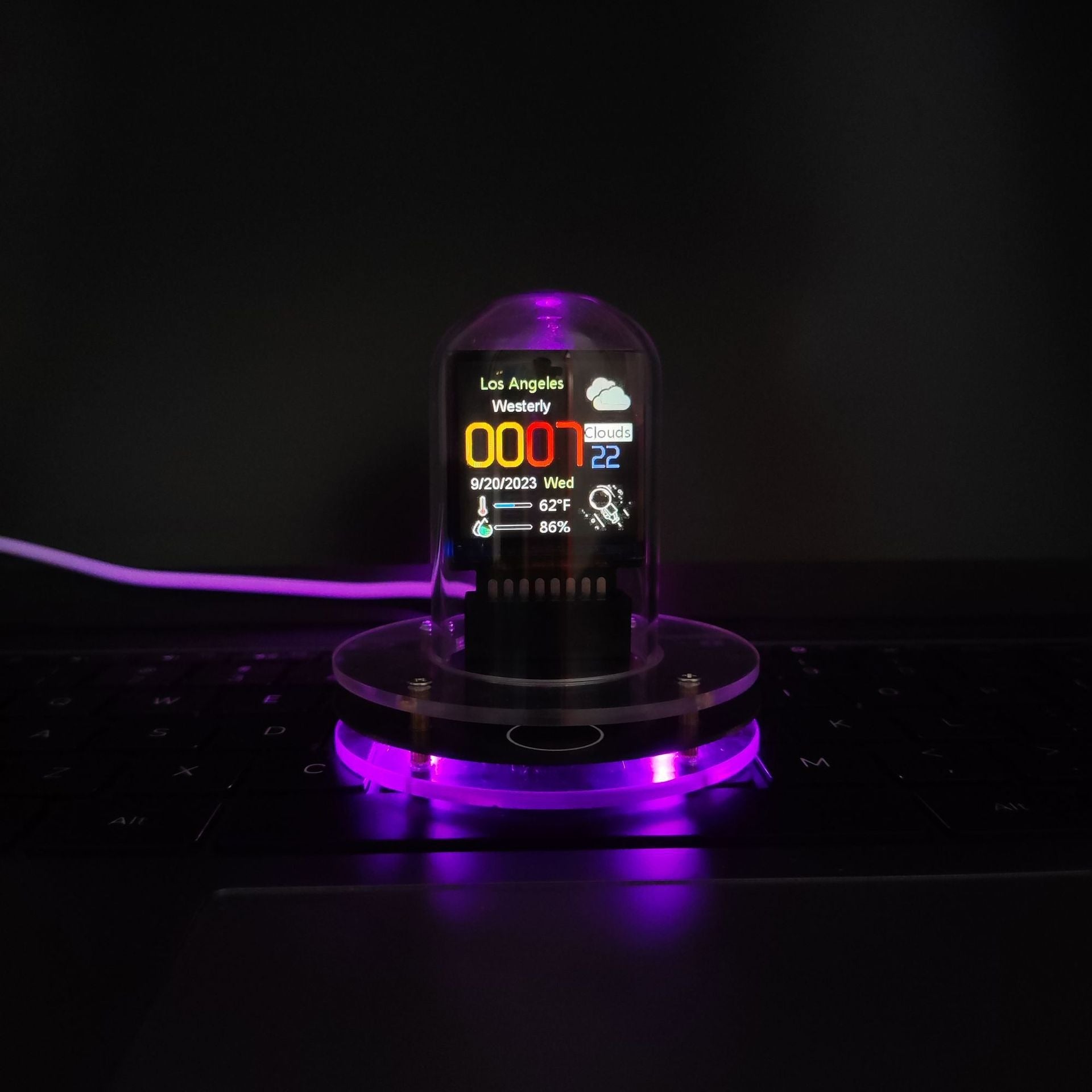 Intelligent Glow Tube Networking Weather Alarm Clock Temperature and Humidity Display Intelligent Desktop Decoration - 2bazar4