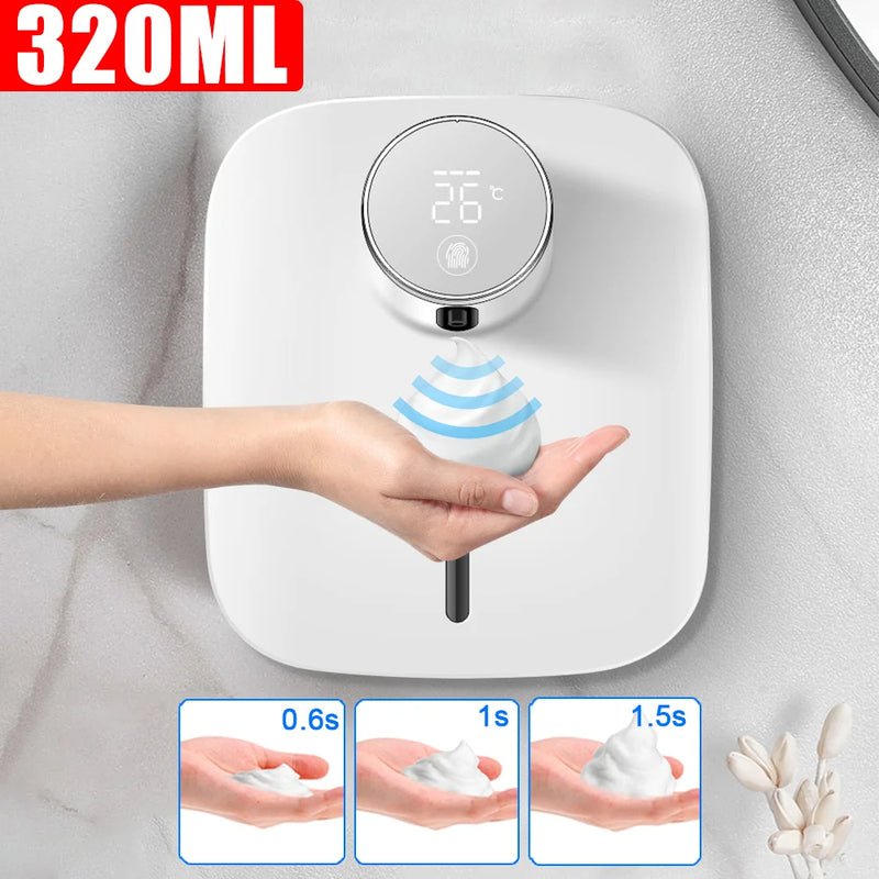 Wall-mounted Automatic Soap Dispenser Multifunctional Infrared Sensor LED Digital Display Touchless Foam USB Rechargeable - 2bazar4