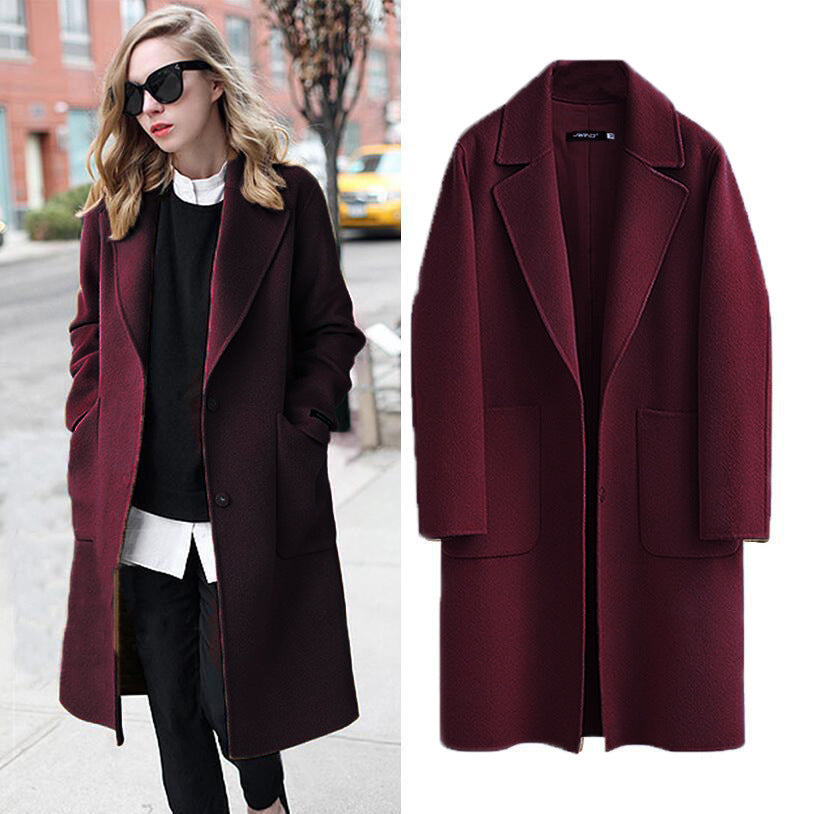 Autumn and winter women's double-sided woolen coat, European and American new long loose woolen coat, women's woolen coat - 2bazar4
