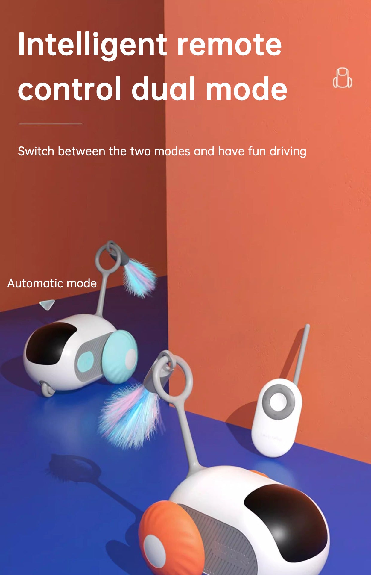 Remote Control Interactive Cat Car Toy USB Charging Chasing Automatic Self-moving Remote Smart Control Car Interactive Cat Toy P - 2bazar4