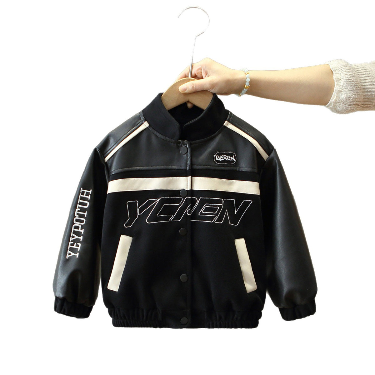 Boys' PU Leather Stand Collar Jacket - product image 5