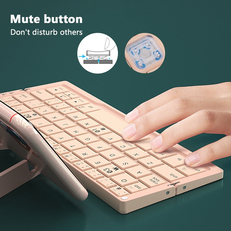 Mini Folding Keyboard Wireless Bluetooth-compatible Keyboard Foldable Keypad For Laptop Windows Android Tablet ipad Phone - 2bazar4