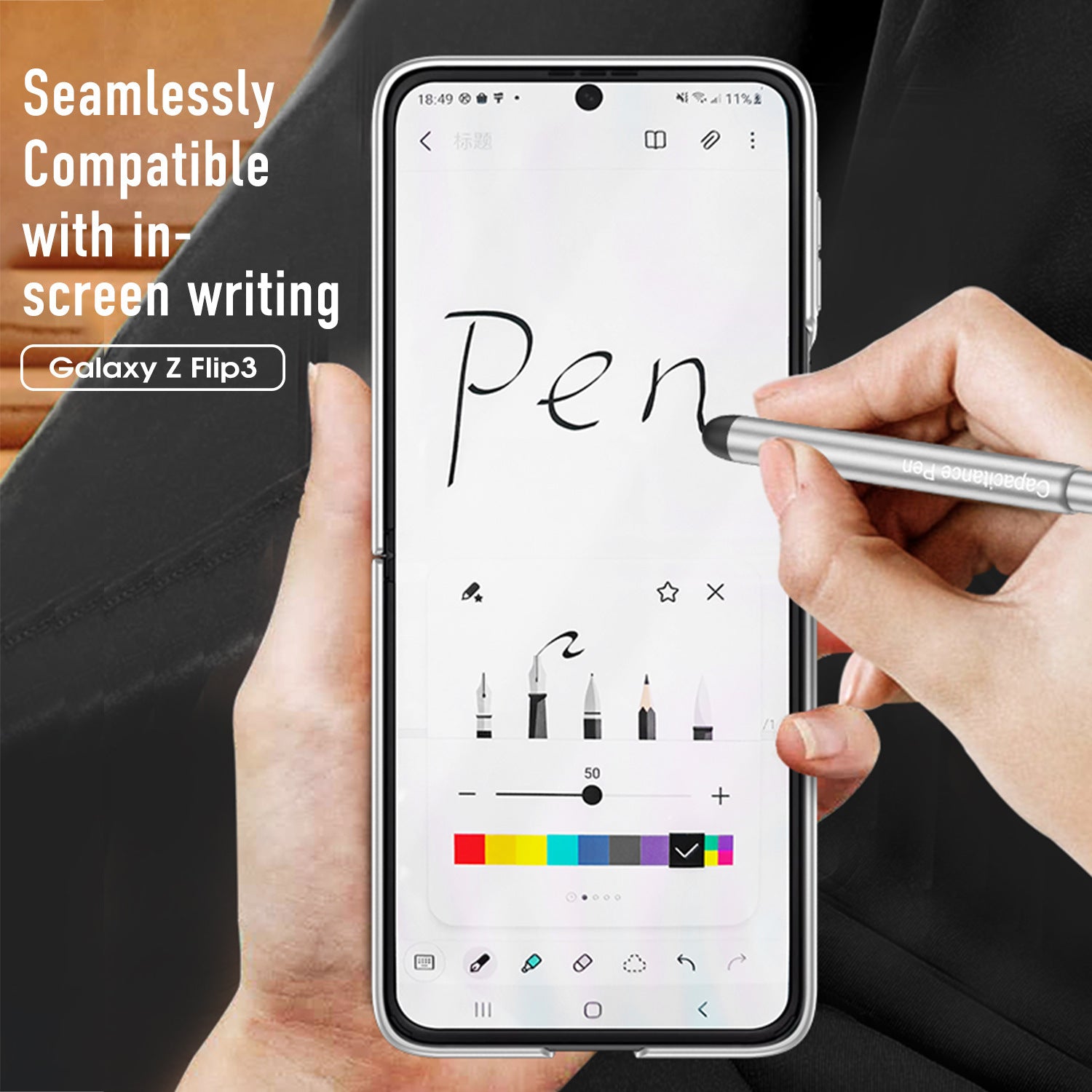 Suitable For Samsung Galaxy Z Flip3 Mobile Phone Cases Folding Screen Flip3 Protective Cover To Send Stylus Magnetic Suction Flip Phone Cover - 2bazar4