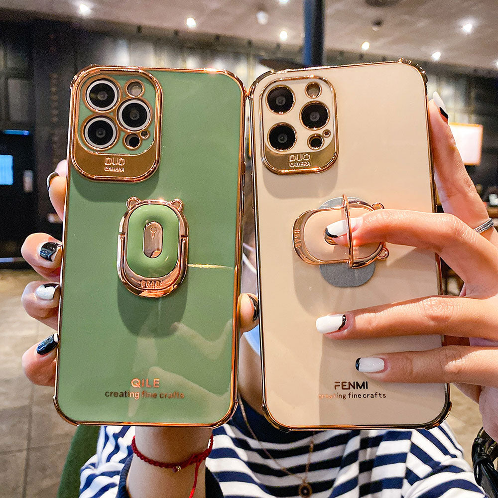 Boucho Luxury electroplating phone case for iphone 12 Pro MAX 11 Pro XS XR X SE 6 6s 7 8 plus 12Mini Phone Holder Ring Grip Case - 2bazar4