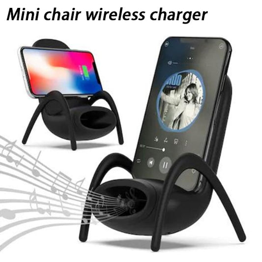 Portable Mini Chair Wireless Charger Supply For All Phones Multipurpose Phone Stand With Musical Speaker Function Charger - 2bazar4
