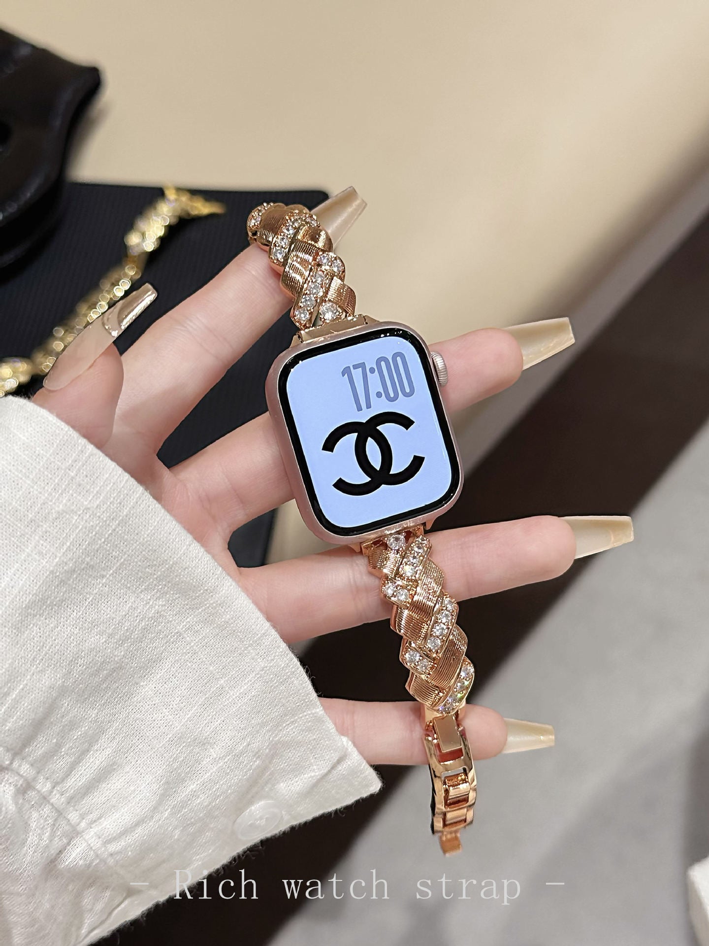 Wheat Spike Diamond-Encrusted Metal Starlight Watch Band for Apple Watch Female eprolo