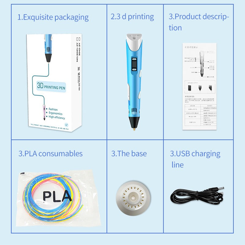 3D Printing Pen Smart DIY Three-Dimensional Graffiti Pen Drawing Pen Educational Children's Toys - 2bazar4