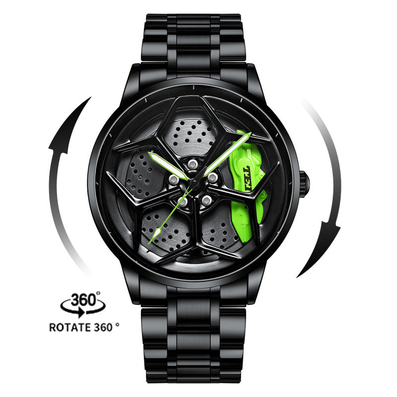 New Top Brand Luxury Mens Watches Stainless Steel Car Wheel Hub Quartz Watch For Men Military Sport Watch Relogio Masculino - 2bazar4