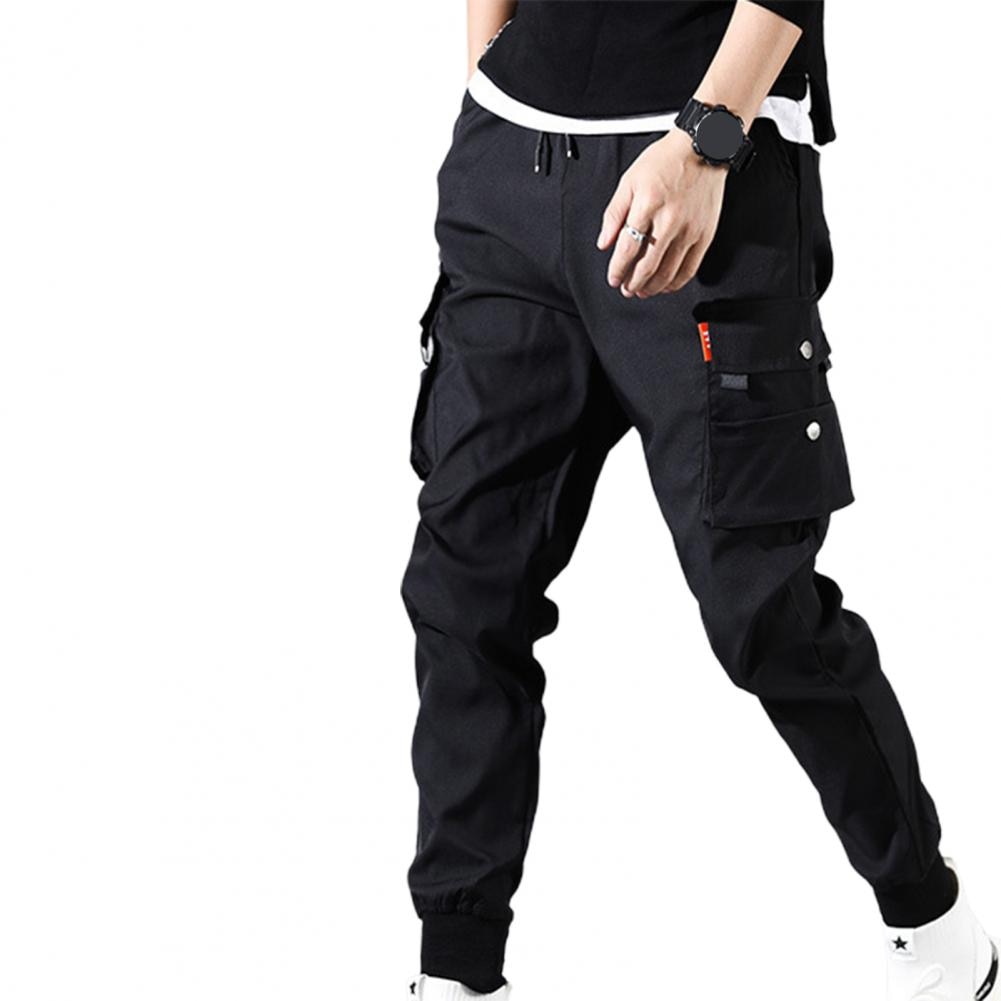 Autumn Men Pants Hip Hop Harem Joggers Pants New Male Trousers Mens Solid Multi-pocket Cargo Pants Skinny Fit Sweatpants - 2bazar4