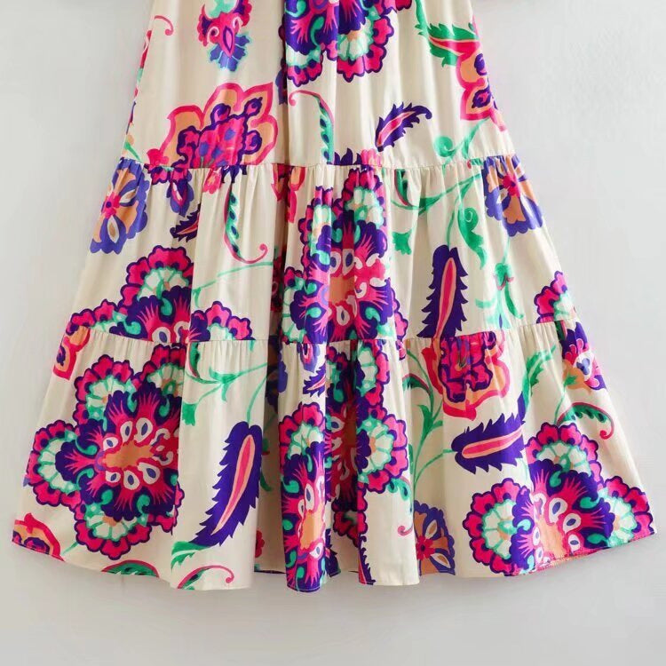 Style Printed Chiffon Dress for Women, Casual Classic Fashion Dress