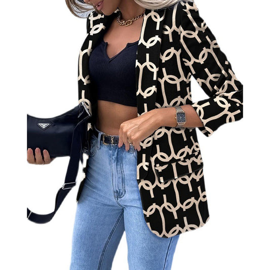 Long sleeved fashionable and sexy printed suit jacket - 2bazar4