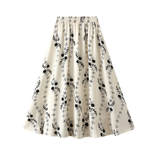 Summer Printed A-Line Skirt All-Match High Waist Skirt Women's Design Sense Midi Skirt - 2bazar4