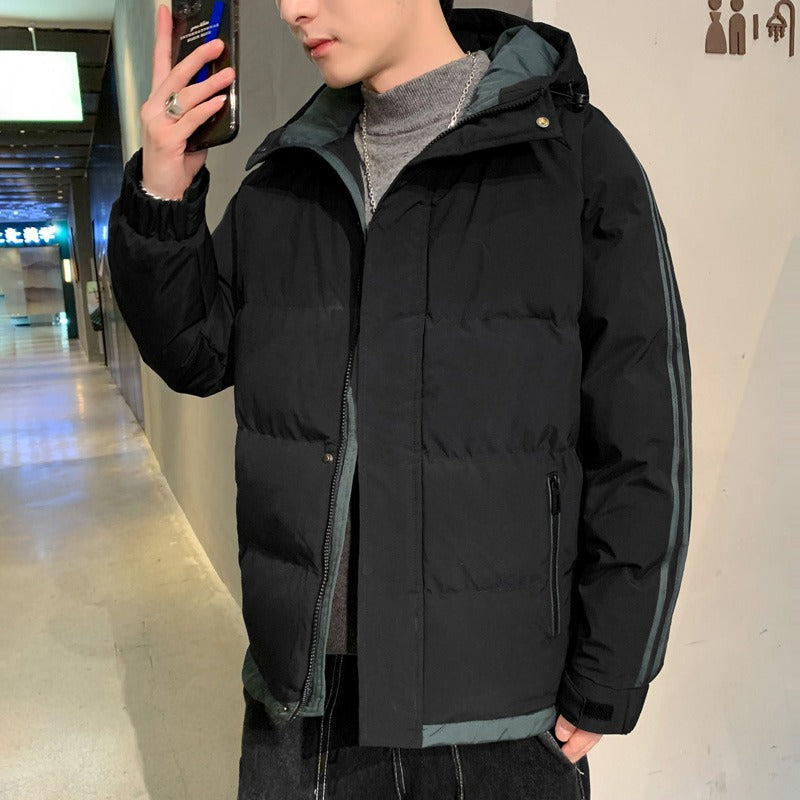 Men's new cotton coat, autumn and winter hooded cotton jacket, casual bread jacket, two-fold cotton jacket, eprolo