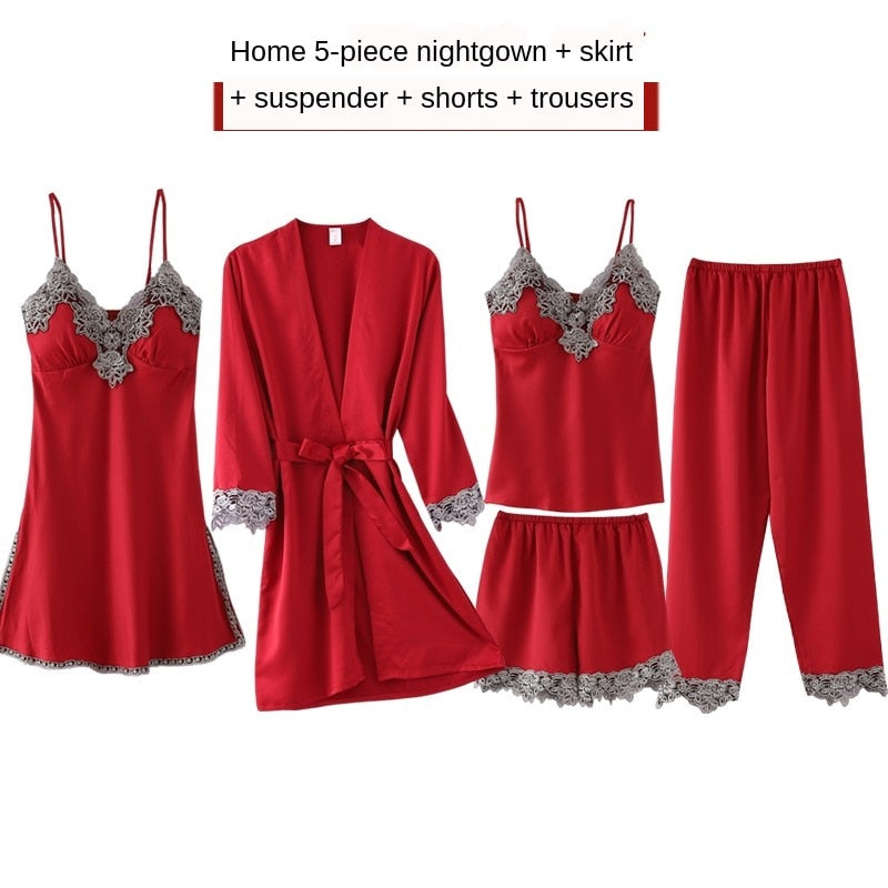 5 Pieces Set Women Pajamas Set - 2bazar4