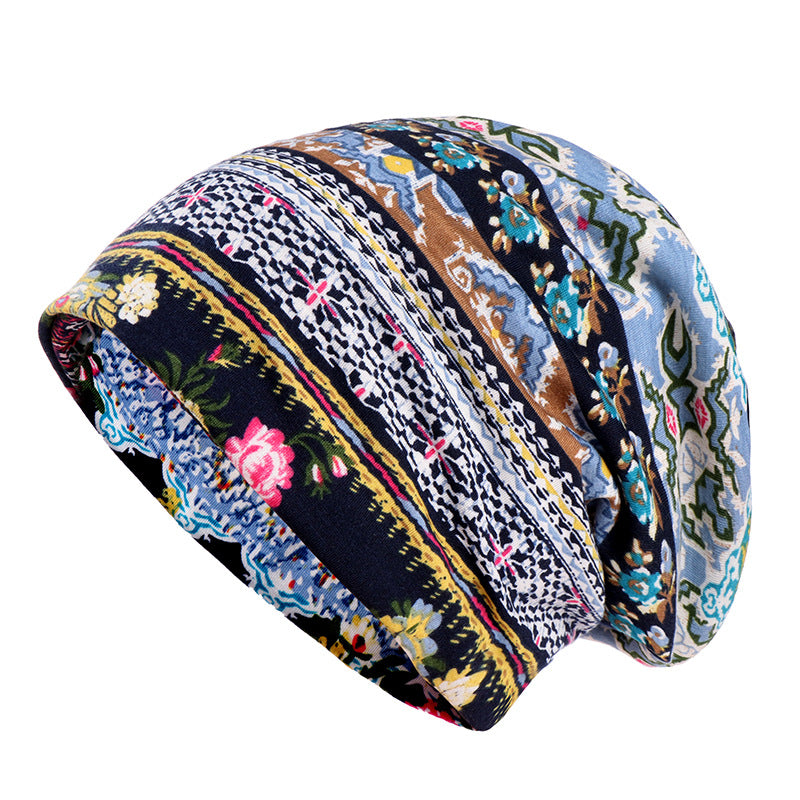Hooded women's cotton printed versatile sun protection hat - 2bazar4