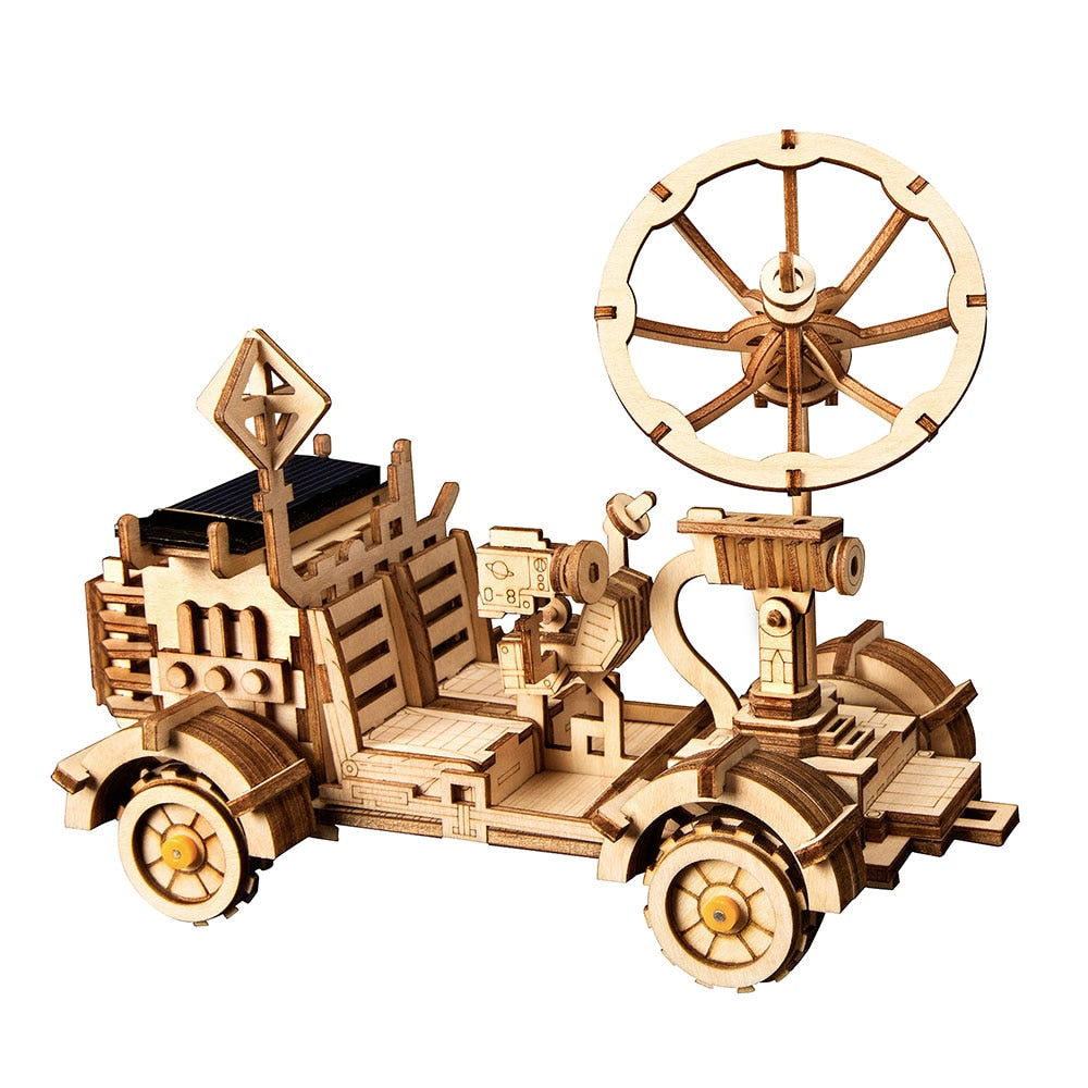 Robotime ROKR DIY Solar Energy Wooden Blocks Toys Model Building Kit Space Hunting Assembly Toys For Children Kids - 2bazar4