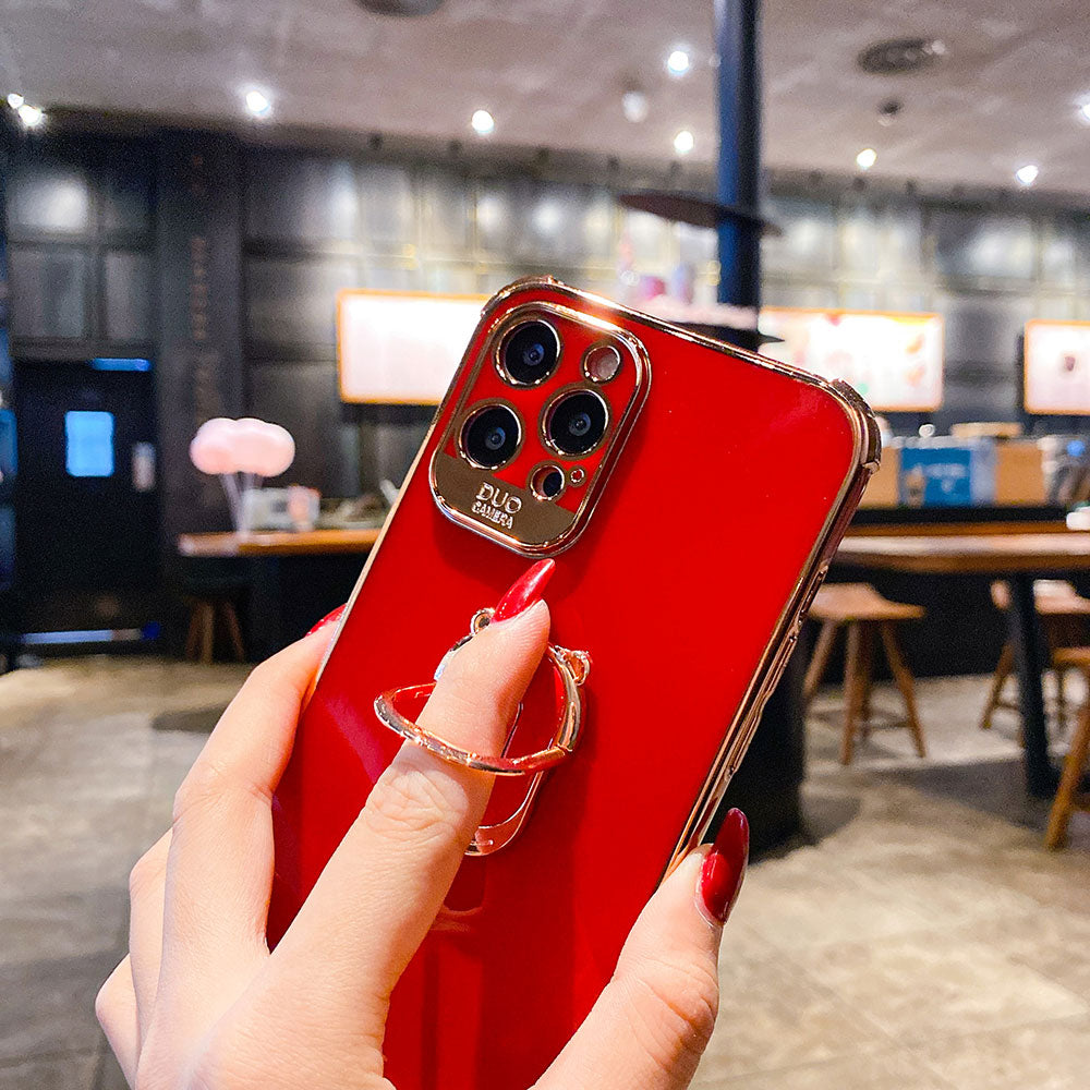 Boucho Luxury electroplating phone case for iphone 12 Pro MAX 11 Pro XS XR X SE 6 6s 7 8 plus 12Mini Phone Holder Ring Grip Case - 2bazar4