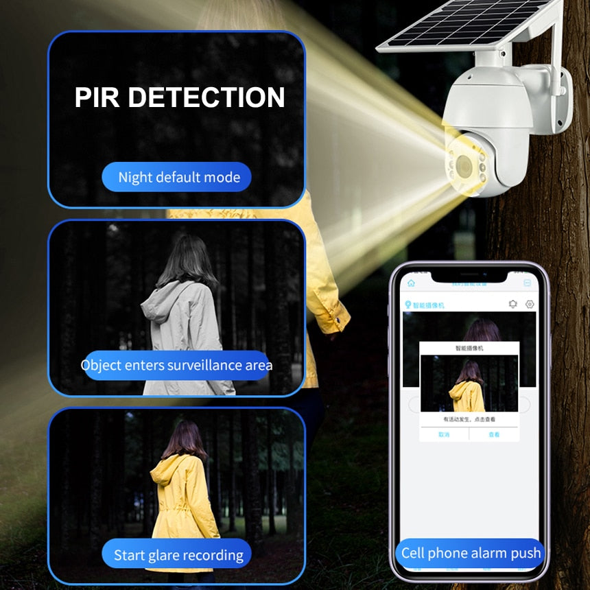 Brand 4G SIM Card WIFI Solar Battery PTZ Camera 1080P Outdoor Waterproof  PIR Alarm Motion Detection P2P CCTV Camera - 2bazar4